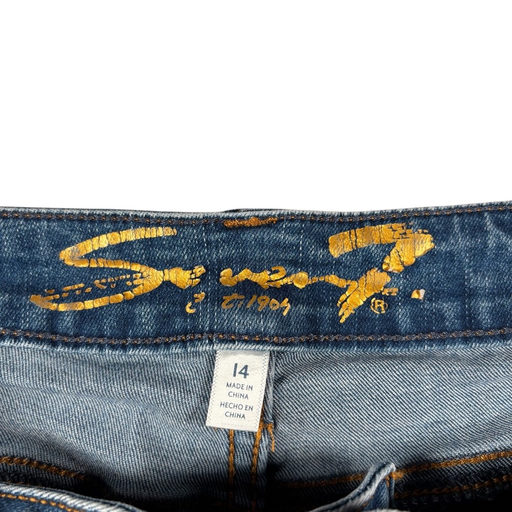 SEVEN 7 Jeans Women's Sz 14 Blue Denim Frayed Hem Weekend Shorts cutoffs Jorts - Picture 8 of 9
